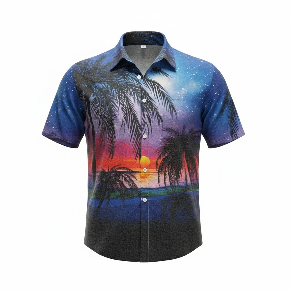 ♥️2 For $25♥️Men's Sunset Palm Short-Sleeve Shirt - Multicolor 4XL